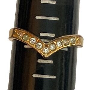Vintage Contempo Gold Tone 9 Stone Chevron Ring Size 6.75